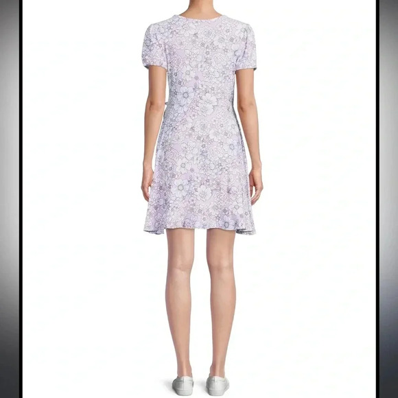 No Boundaries White and Purple Faux wrap Flutter Sleeve Knee-Length Sundress xxl - Picture 3 of 14